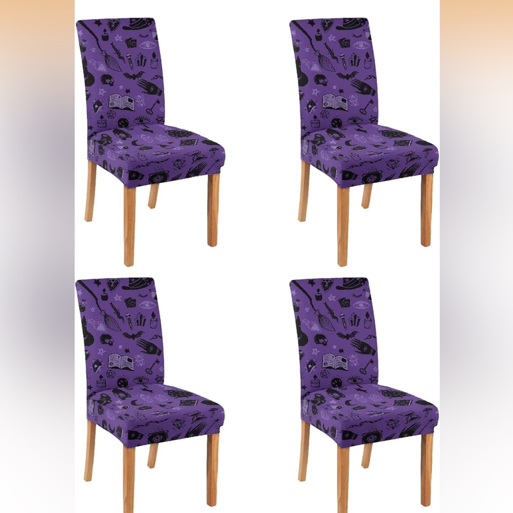 Purple Patterned Stretch Dining Chair Covers - Brand